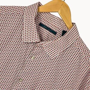 Perry Ellis Mens Button Down Shirt 2X Geometric Print 100% Cotton Casual Comfort